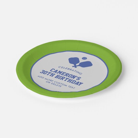 Pickleball Party Paddles Blauw Groen Custom Papieren Bordje (Gekanteld)