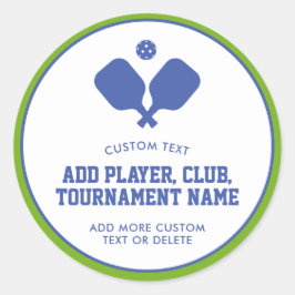 Pickleball Party Paddles Blauw Groen Custom Ronde Sticker