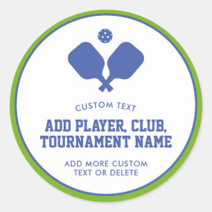 Pickleball Party Paddles Blauw Groen Custom Ronde Sticker