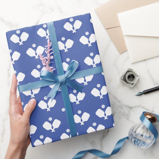 Pickleball Party Paddles Blauw Wit Bal Gift Cadeaupapier (Geschenken)