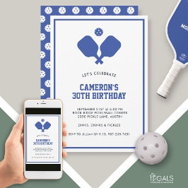 Pickleball Party Paddles Blauw Wit Custom Kaart