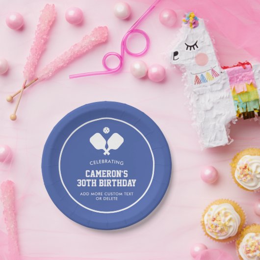 Pickleball Party Paddles Blauw Wit Custom Papieren Bordje (Feest)