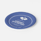 Pickleball Party Paddles Blauw Wit Custom Papieren Bordje (Gekanteld)