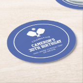 Pickleball Party Paddles Blauw Wit Custom Ronde Kartonnen Onderzetter (Gebogen)