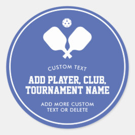 Pickleball Party Paddles Blauw Wit Custom Ronde Sticker