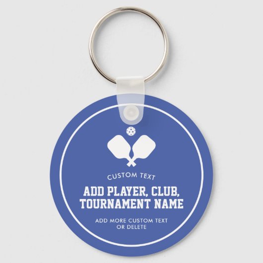 Pickleball Party Paddles Blauw Wit Custom Sleutelhanger (Voorkant)