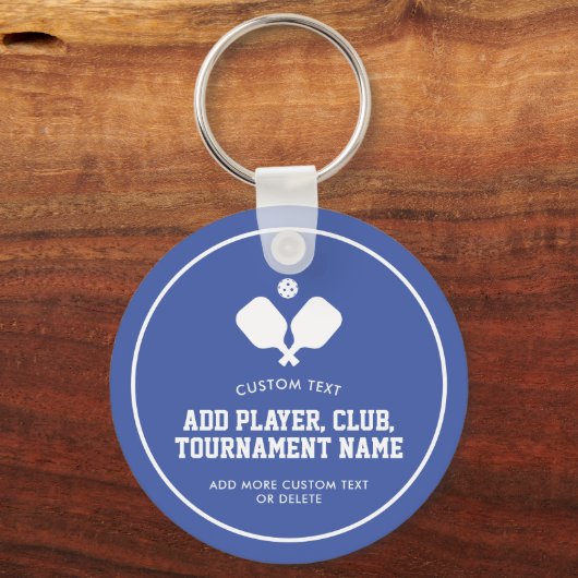 Pickleball Party Paddles Blauw Wit Custom Sleutelhanger (Voorkant)