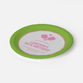 Pickleball Party Paddles Roze Groen Custom Papieren Bordje (Gekanteld)