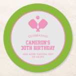 Pickleball Party Paddles Roze Groen Custom Ronde Kartonnen Onderzetter<br><div class="desc">Super leuke papieren onderzetters voor je volgende pickleball party of speciale evenement. Design beschikt over 2 gekruiste roze pickleball peddels en een bal. Voeg eenvoudig al uw aangepaste tekst toe en verander de kleuren ook! Geweldig voor een volwassen pickleball verjaardagsfeestje, pickleball weekend verzamelen, uitje, pickleball club party, speciale gebeurtenis, fondsenwerving,...</div>