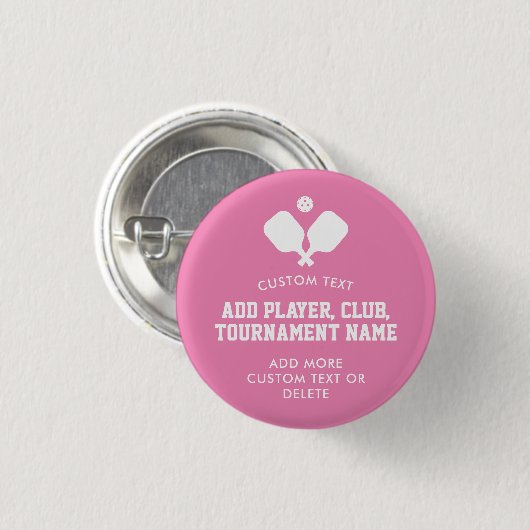 Pickleball Party Paddles Roze Wit Custom Ronde Button 3,2 Cm (Voorkant /achterkant)