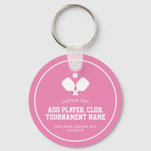 Pickleball Party Paddles Roze Wit Custom Sleutelhanger (Voorkant)