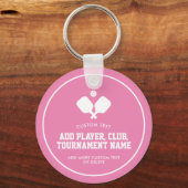 Pickleball Party Paddles Roze Wit Custom Sleutelhanger (Voorkant)