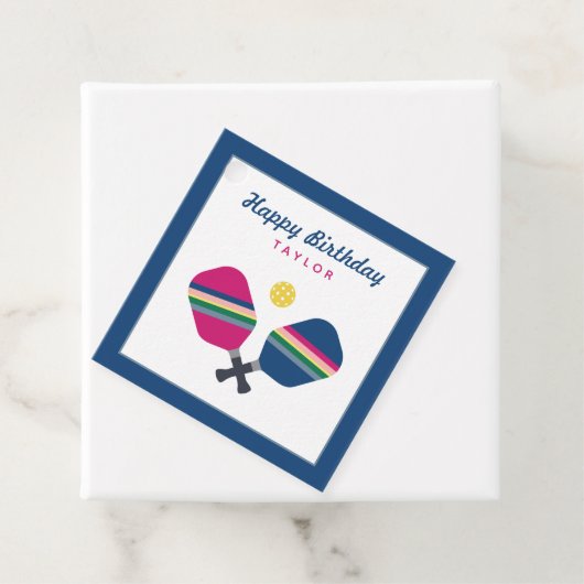 Pickleball Party - Persoonlijke naam Blauwe Partij Bedankjes Labels (In situ)