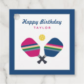 Pickleball Party - Persoonlijke naam Blauwe Partij Bedankjes Labels (Voorkant)