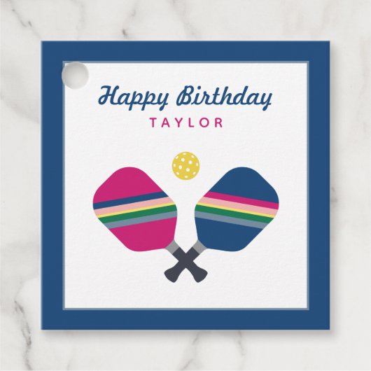 Pickleball Party - Persoonlijke naam Blauwe Partij Bedankjes Labels (Voorkant)