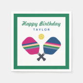 Pickleball Party Persoonlijke naam Groen Napkins Servet (Voorkant)