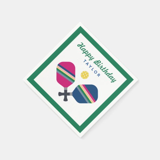 Pickleball Party Persoonlijke naam Groen Napkins Servet (Hoek)