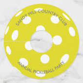 Pickleball Party Pickleball Aangepaste tekst Wijnglaslabel (Voorkant)