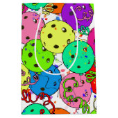 Pickleball Party Pickleball Ballonnen op Wit Medium Cadeauzakje (Voorkant)