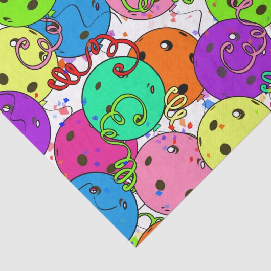 Pickleball Party Pickleball Ballonnen op Wit Tissuepapier (Detail)