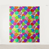 Pickleball Party Pickleball Ballonnen op Wit Wandkleed (Voorkant)