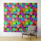 Pickleball Party Pickleball Ballonnen op zwart Wandkleed (In Situ (horizontaal))