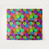 Pickleball Party Pickleball Ballonnen op zwart Wandkleed (Voorkant (horizontaal))