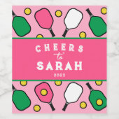 Pickleball Party Proost Wijn Etiket (Enkel label)