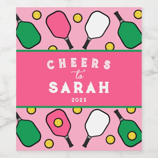 Pickleball Party Proost Wijn Etiket (Enkel label)