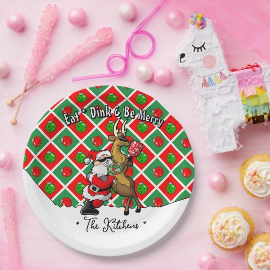 Pickleball Party Santa Christmas Cool and Classy Papieren Bordje (Feest)