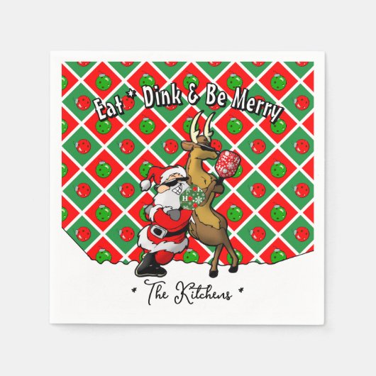 Pickleball Party Santa Christmas Cool and Classy Servet (Voorkant)