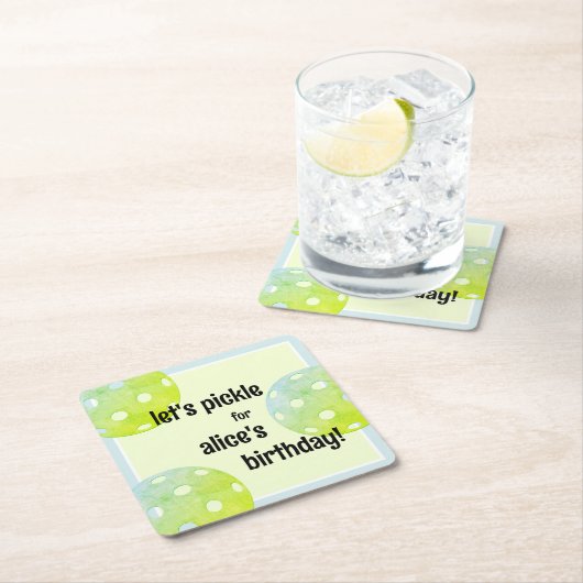 Pickleball Party Sport Groen Custom Kartonnen Onderzetters (Insitu)