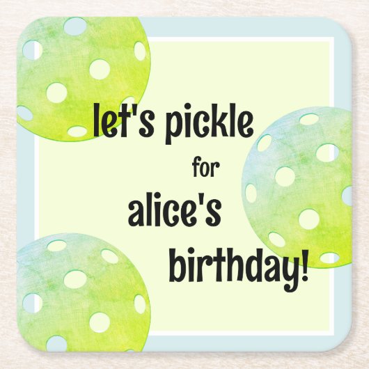 Pickleball Party Sport Groen Custom Kartonnen Onderzetters (Voorkant)