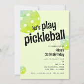 Pickleball Party Sport Groene Aangepaste Uitnodigi Kaart (Voorkant)