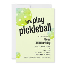 Pickleball Party Sport Groene Aangepaste Uitnodigi