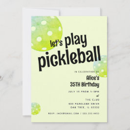 Pickleball Party Sport Groene Aangepaste Uitnodigi Kaart