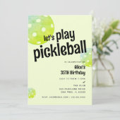 Pickleball Party Sport Groene Aangepaste Uitnodigi Kaart (Staand voorkant)