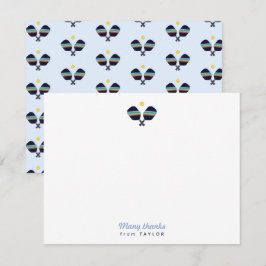 Pickleball Party Sports Dark Blue Striped Paddles Bedankkaart