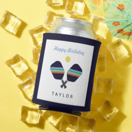 Pickleball Party Sports Dark Blue Striped Paddles Blikjeskoeler