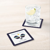 Pickleball Party Sports Dark Blue Striped Paddles Kartonnen Onderzetters (Insitu)