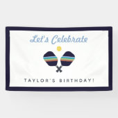 Pickleball Party Sports Dark Blue Striped Paddles Spandoek (Horizontaal)