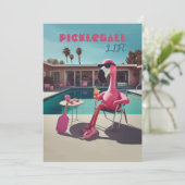 Pickleball Party Toernooi Uitnodigingen Flamingo (Staand voorkant)