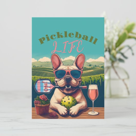 Pickleball Party Toernooi Uitnodigingen Frans (Staand voorkant)