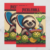 Pickleball Party Toernooi Uitnodigingen Luiaard (Voorkant / Achterkant)