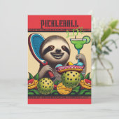 Pickleball Party Toernooi Uitnodigingen Luiaard (Staand voorkant)