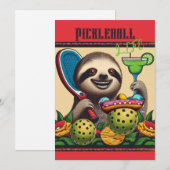 Pickleball Party Toernooi Uitnodigingen Luiaard (Voorkant / Achterkant)