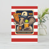 Pickleball Party Toernooi Uitnodigingen Olifant (Staand voorkant)