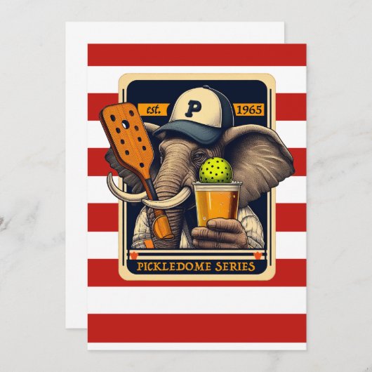 Pickleball Party Toernooi Uitnodigingen Olifant (Voorkant / Achterkant)