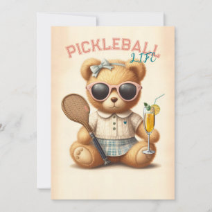 Pickleball Party Toernooi Uitnodigingen Teddy Bear