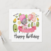 Pickleball Party Verjaardag Kaart (Voorkant / Achterkant in situ)